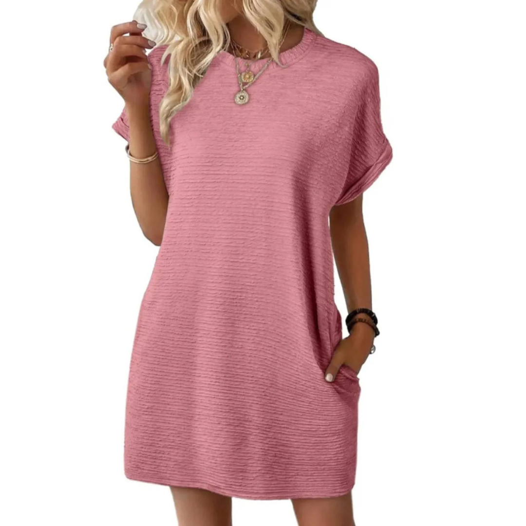 Evasha™ | Casual Minimalist Round Neck Dress