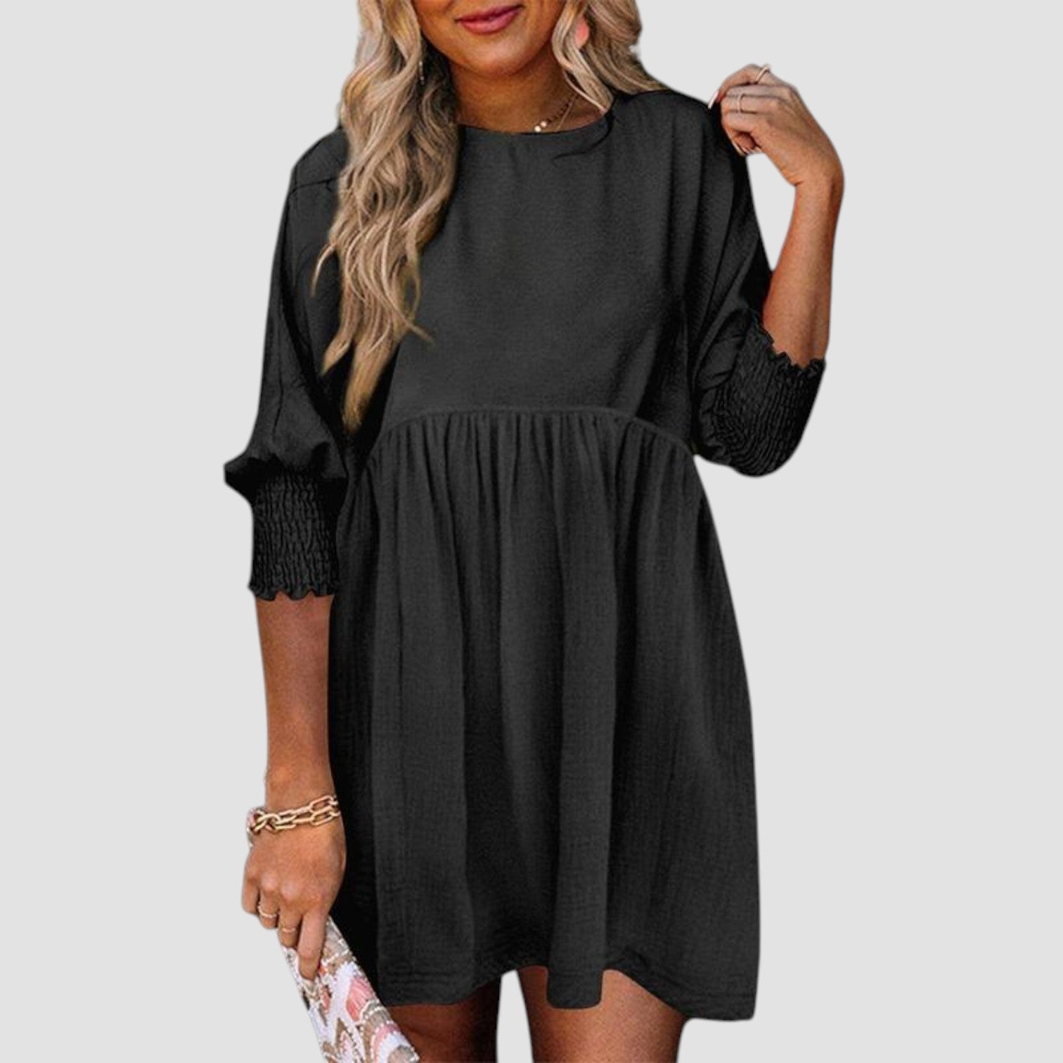 Mirasol™ | Casual Crew Neck Loose Fit Mini Dress