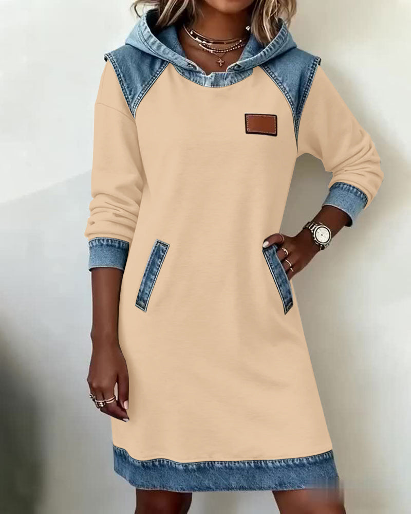 Evelyne | Hoodie Dress with Contrast Panels