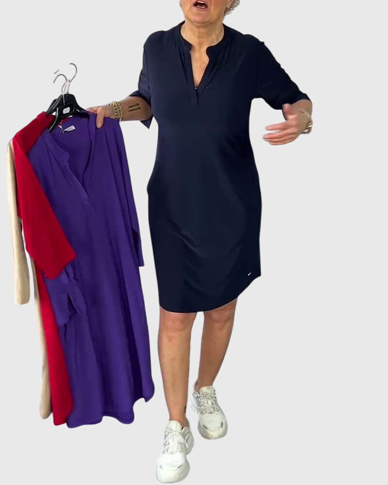 Katherine™ | Robe unie à col en V