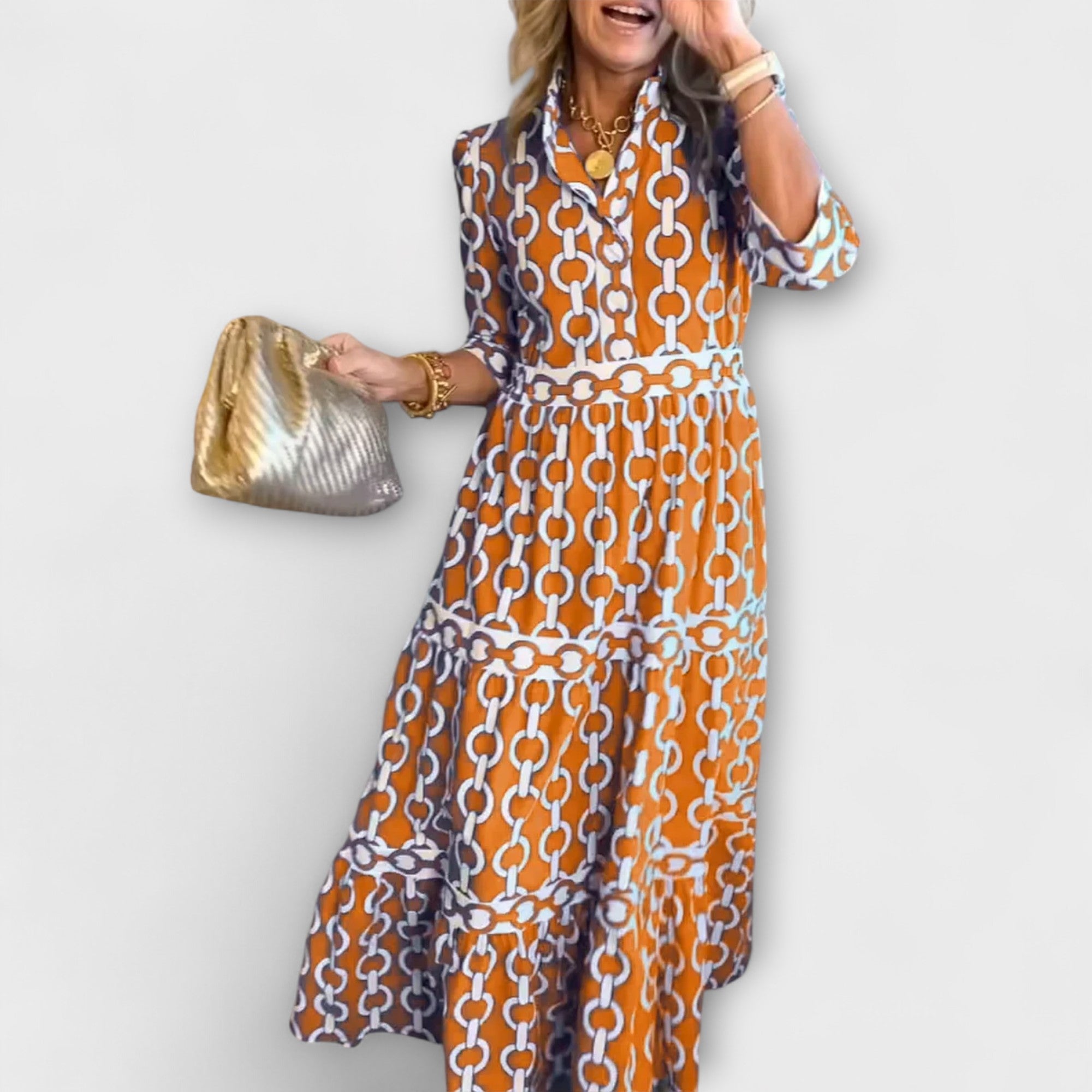 Sophia™ | Elegant Chain Print Dress