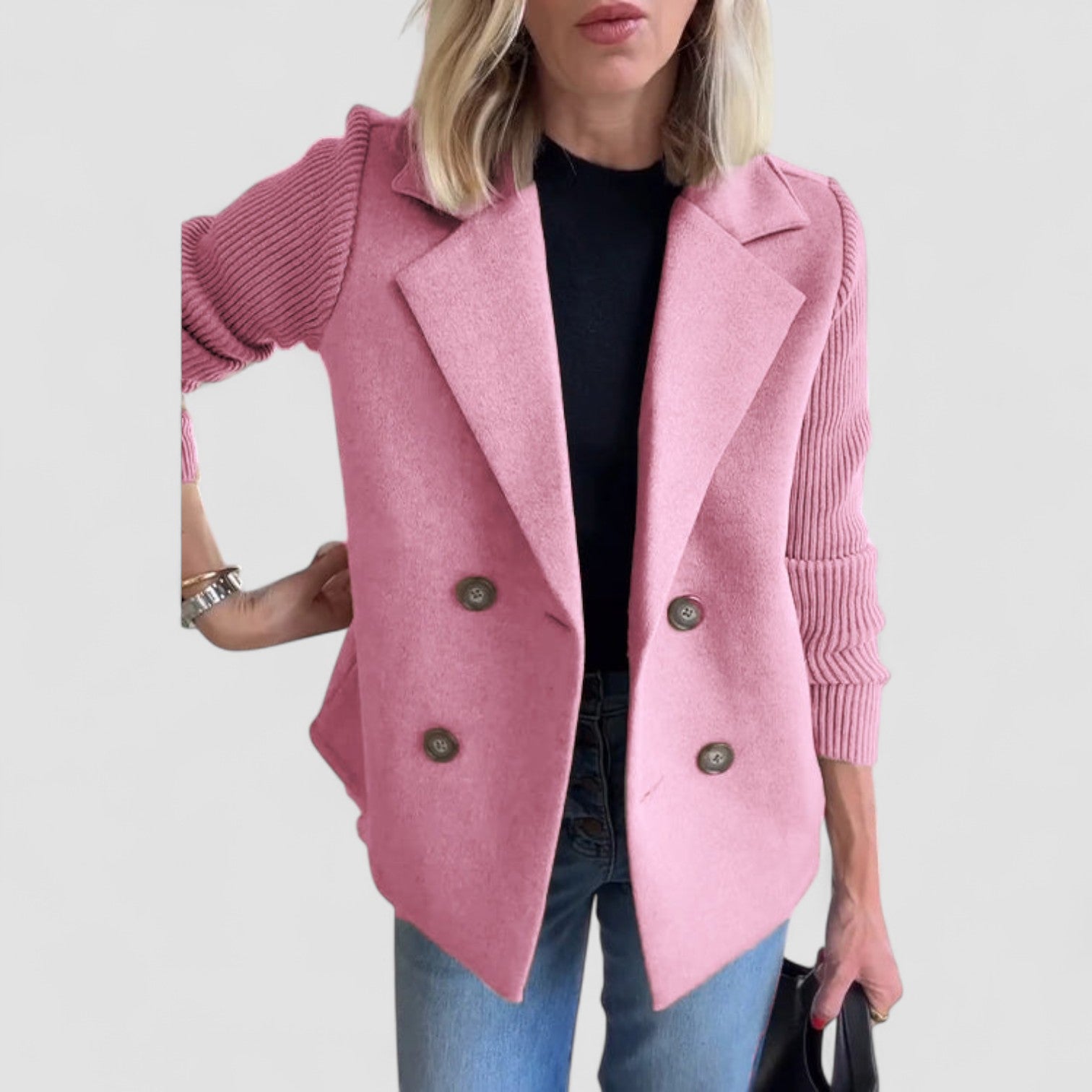 Lenora™ | Premium Chic Knit-Sleeve Blazer
