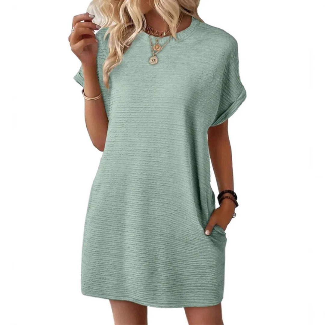 Evasha™ | Casual Minimalist Round Neck Dress