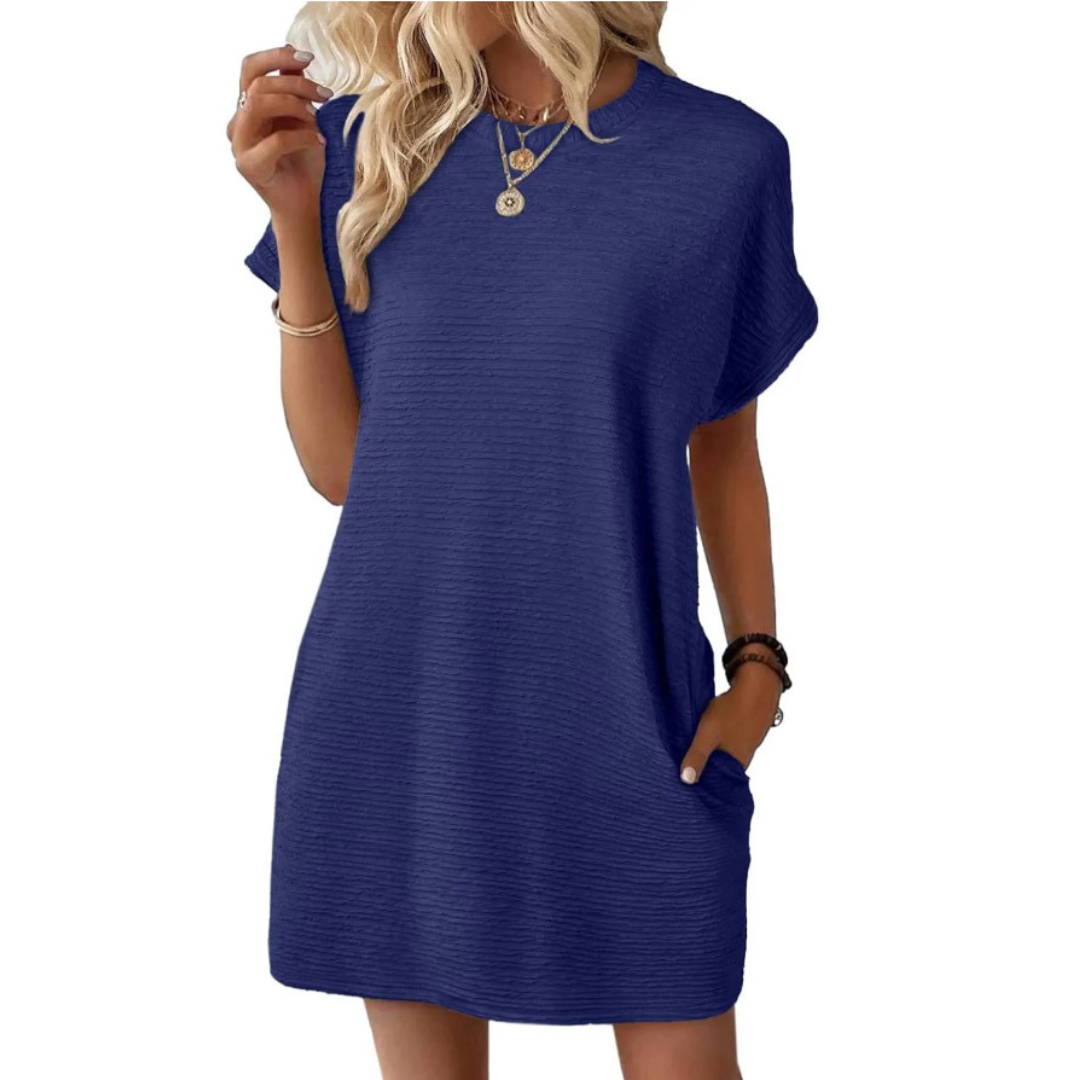 Evasha™ | Casual Minimalist Round Neck Dress