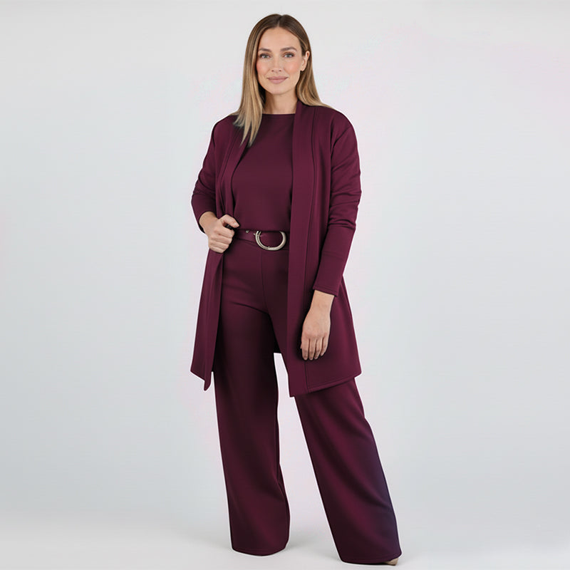 Maris | Elegant 3-Piece Set – Long Cardigan, Top & Pants