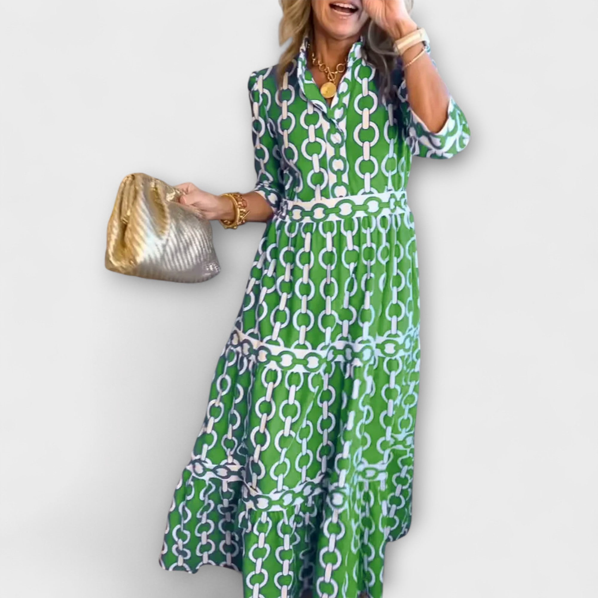 Sophia™ | Elegant Chain Print Dress