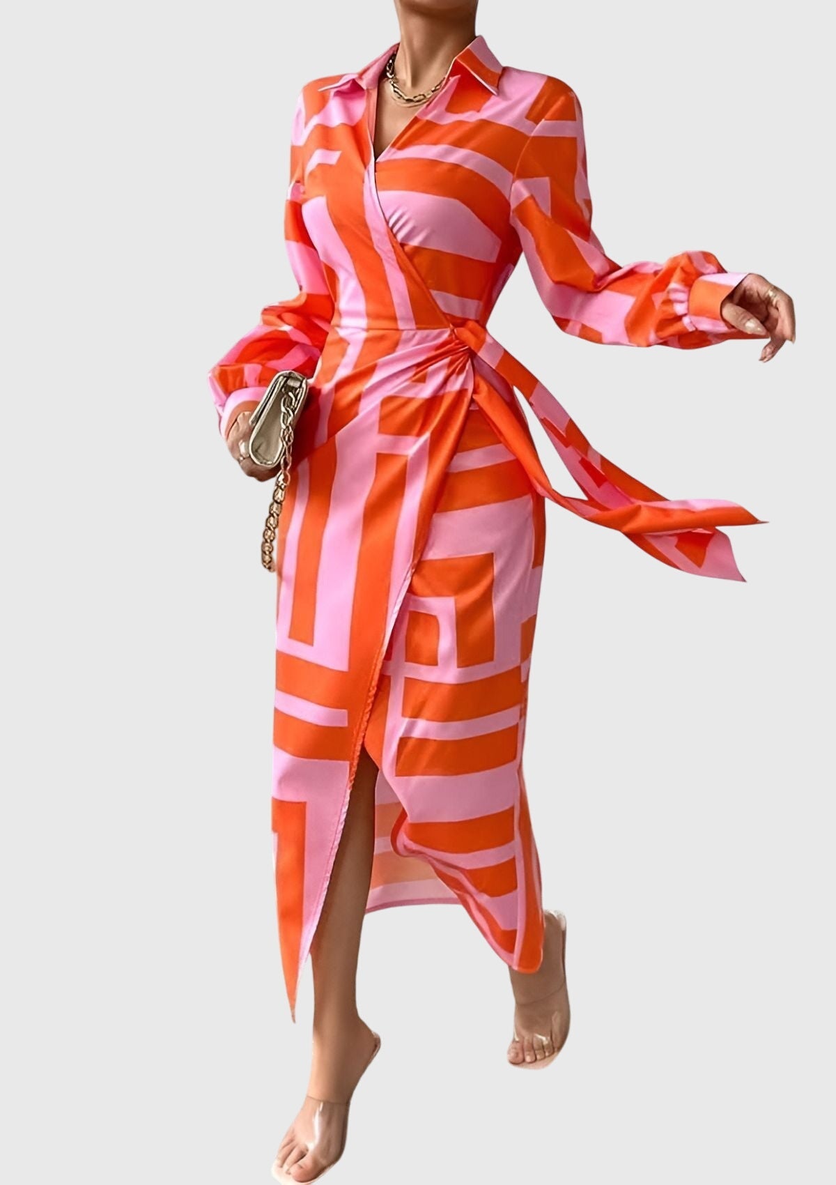 Everly™ | Robe portefeuille élégante à imprimé