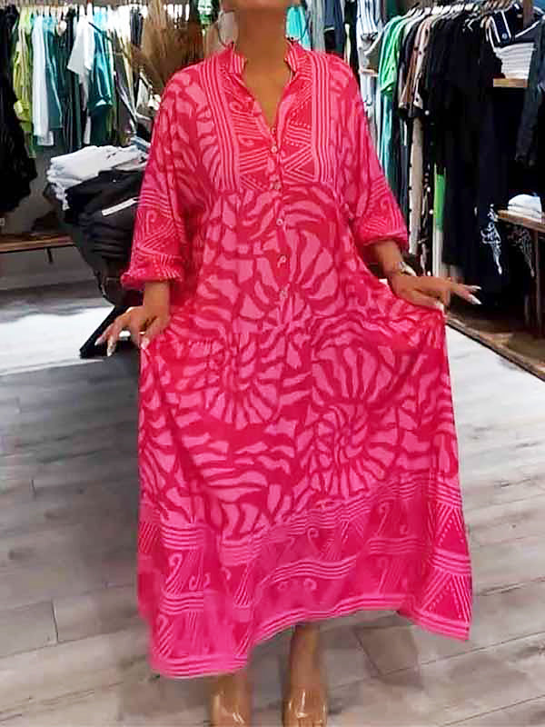 Ilona™ | Elegant V-Neck Printed Dress