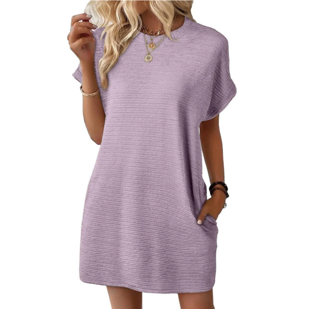 Evasha™ | Casual Minimalist Round Neck Dress