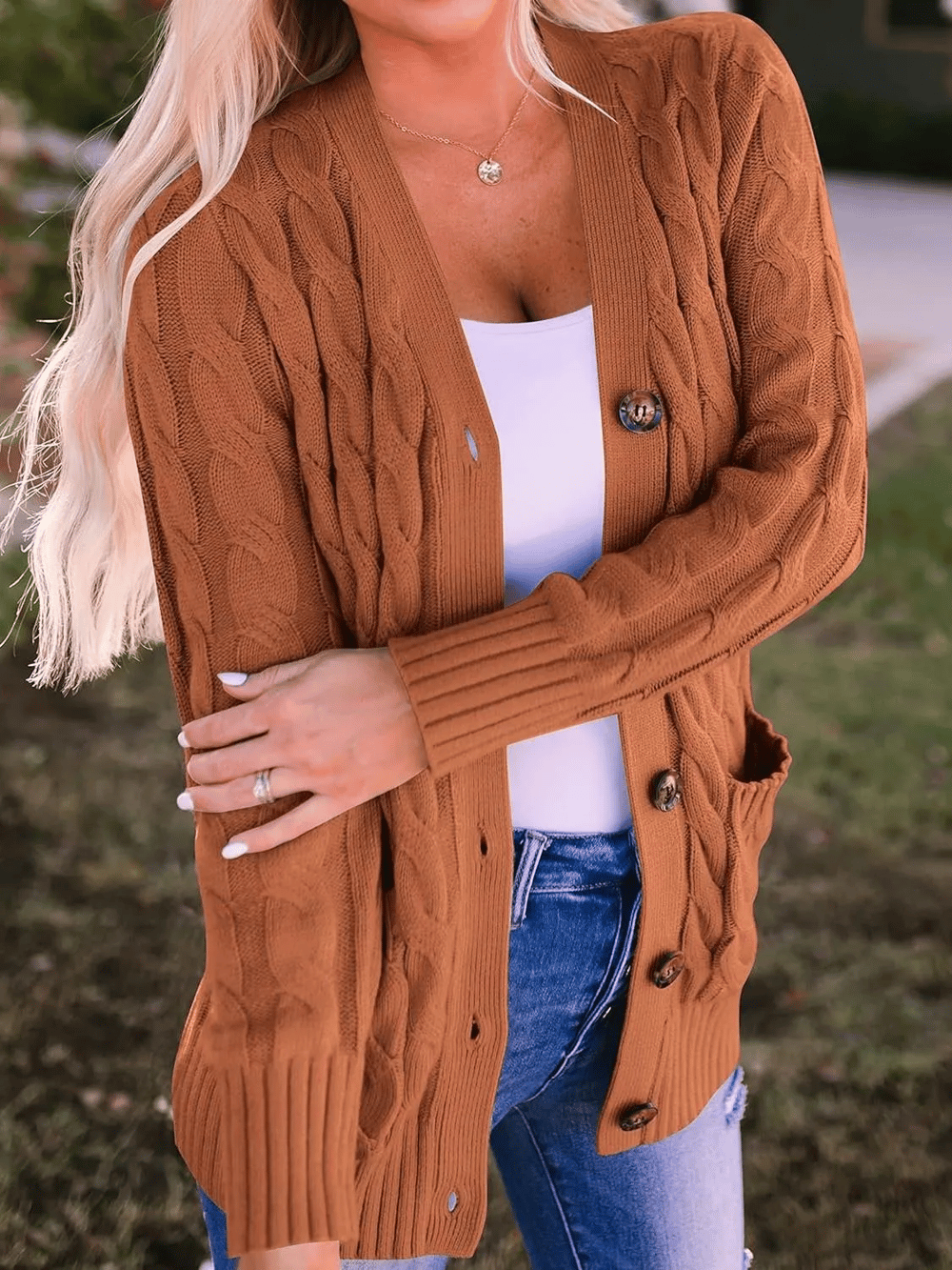 Claudia™ | Cozy Cable Knit Cardigan