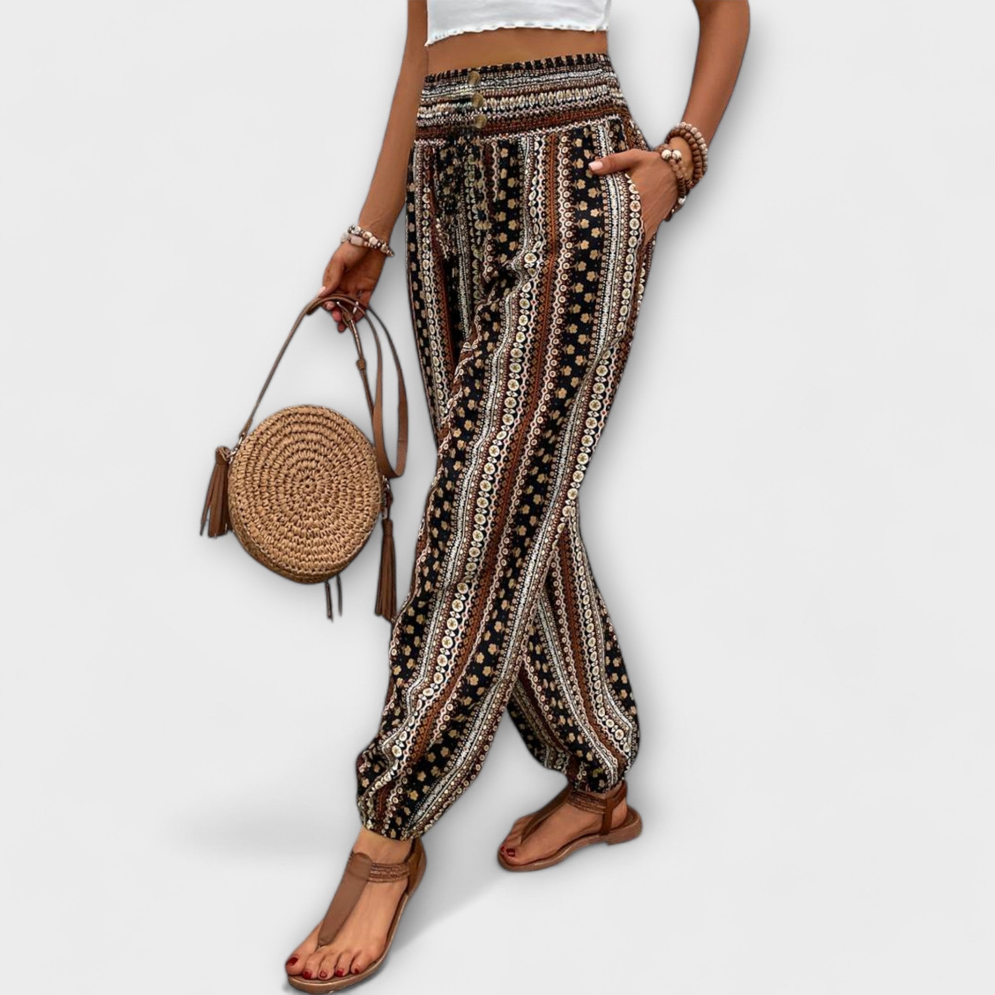 Scarlett™ | Pants with Ethnic Graphic