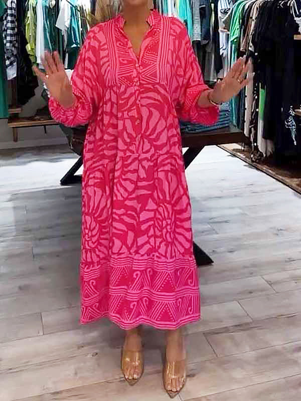 Ilona™ | Elegant V-Neck Printed Dress