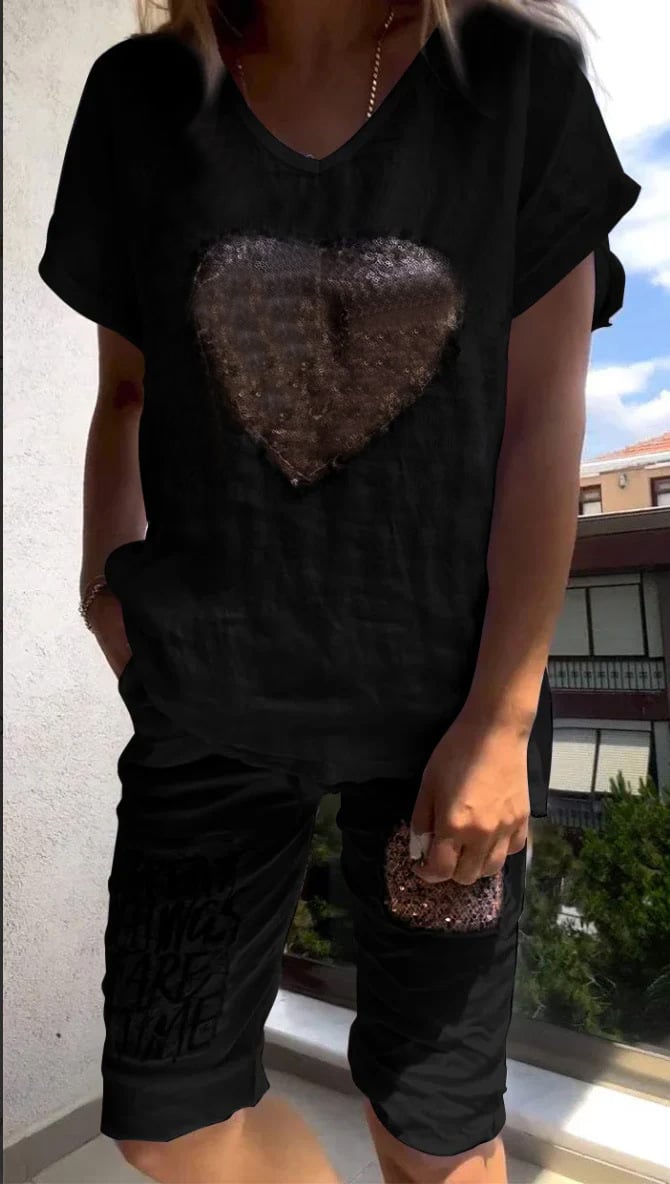 DIANE | HEART SEQUINED SET