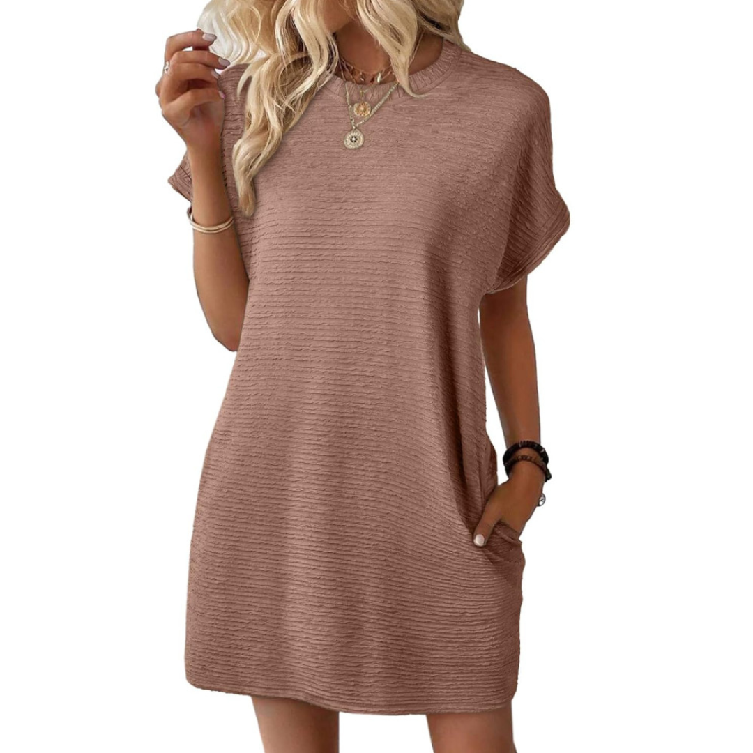 Evasha™ | Casual Minimalist Round Neck Dress