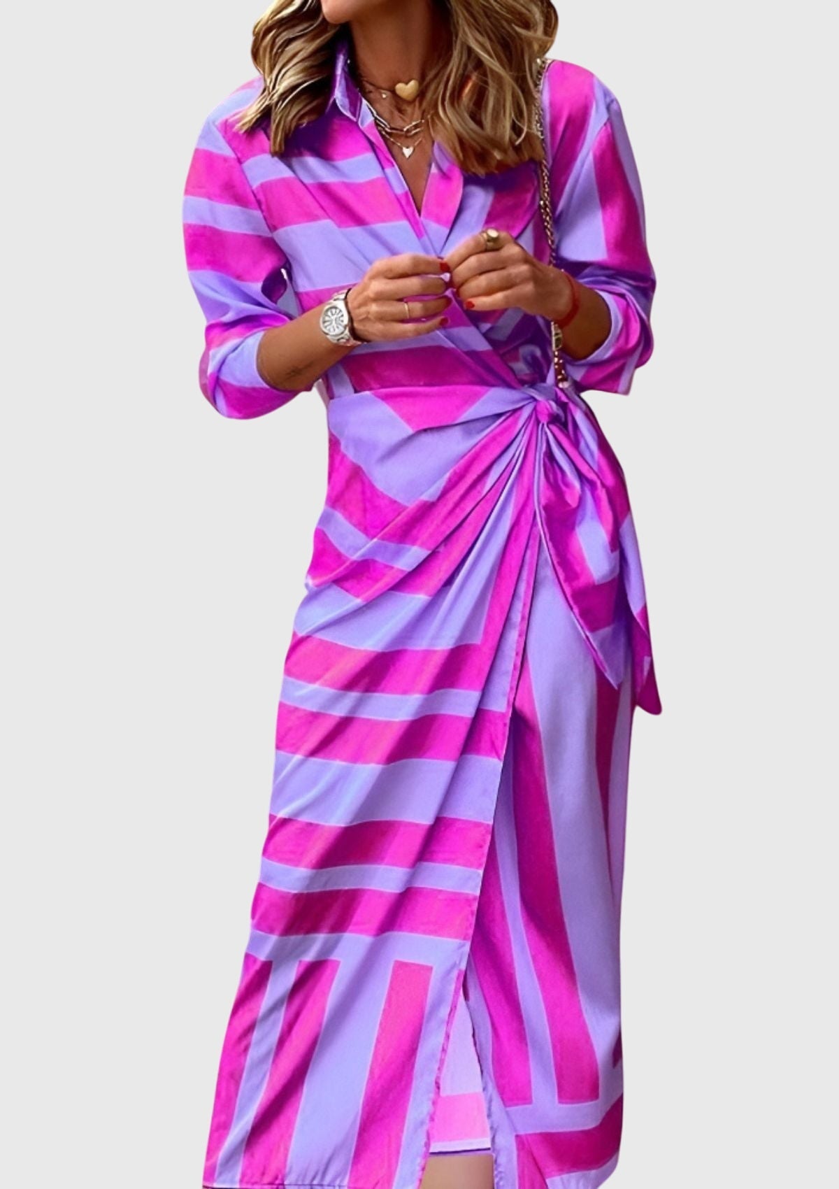 Everly™ | Robe portefeuille élégante à imprimé