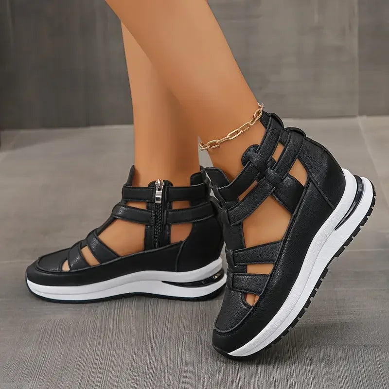 SAFRINA | STYLISH ZIPPERED WEDGE SANDALS
