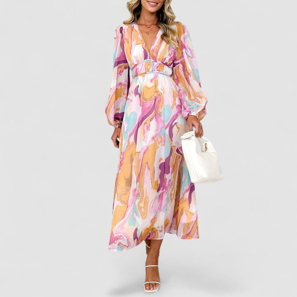 Ameliora™ | Chic Multicolour Maxi Dress
