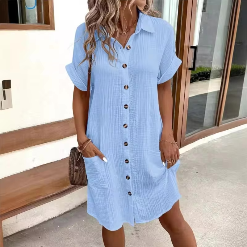 Elayne™ | Linen Shirt Dress With Pockets