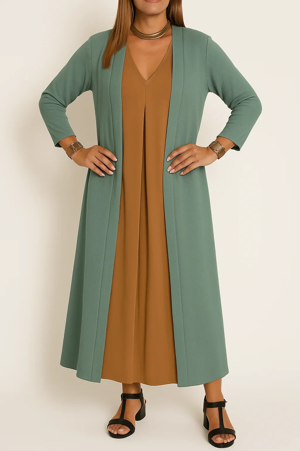 Marcella™ | Elegant Long Dress + FREE Cardigan