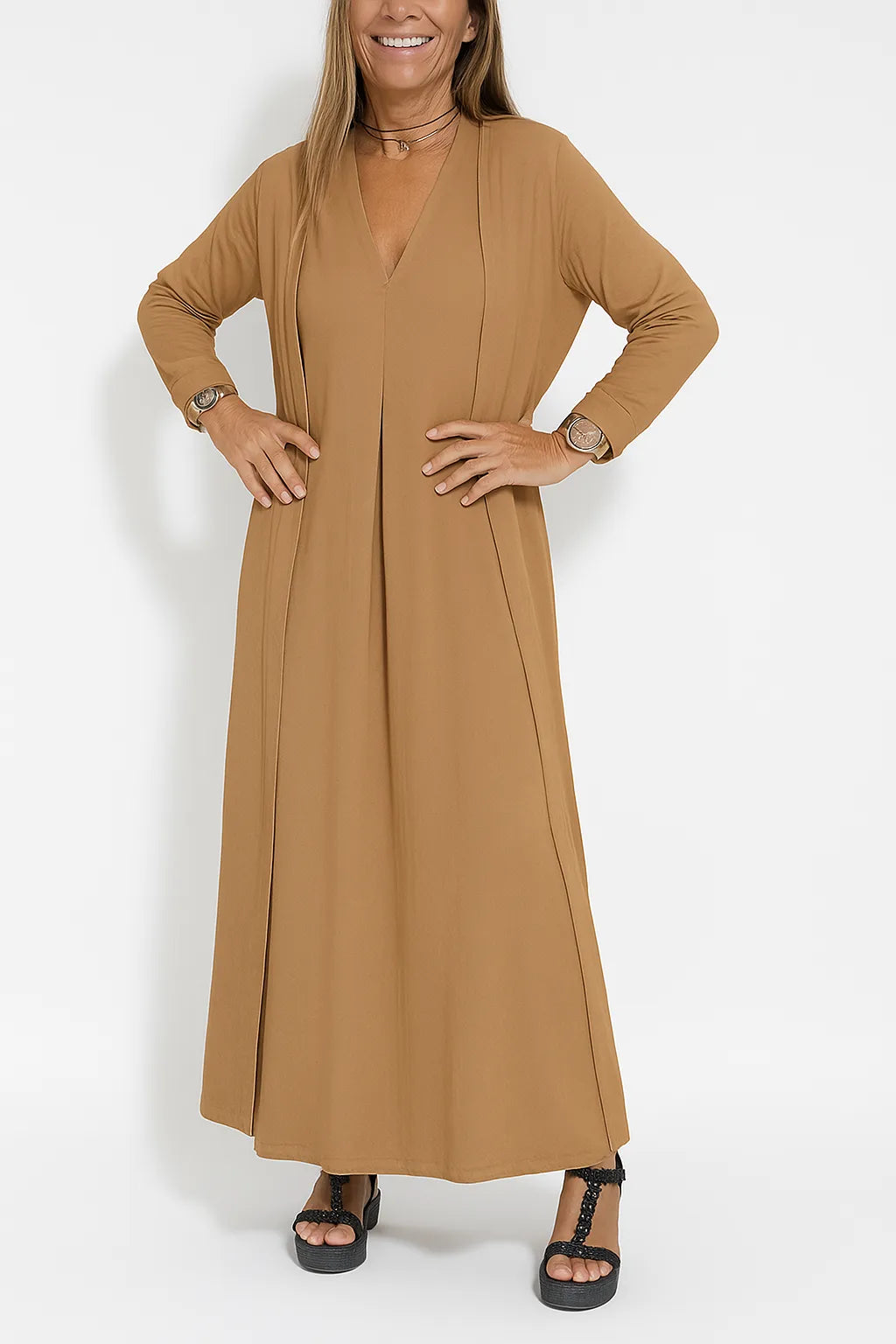 Marcella™ | Elegant Long Dress + FREE Cardigan