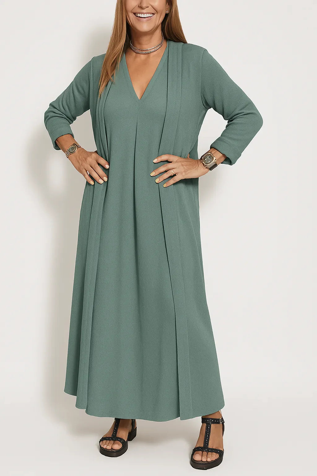 Marcella™ | Elegant Long Dress + FREE Cardigan