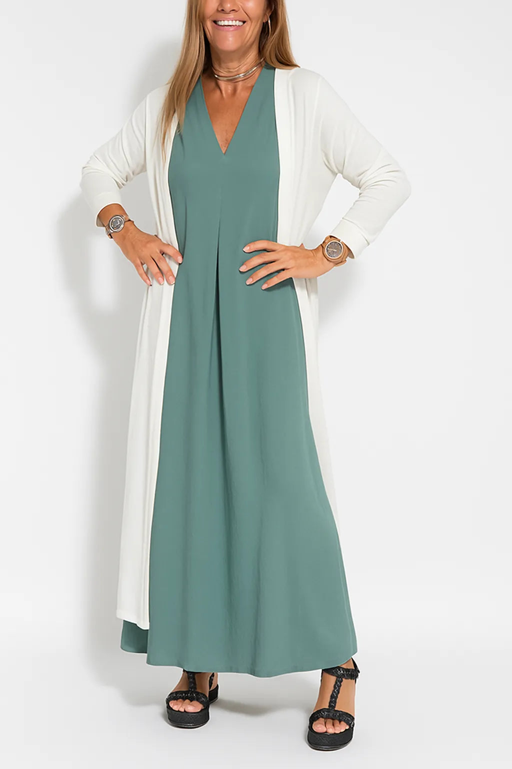 Marcella™ | Elegant Long Dress + FREE Cardigan