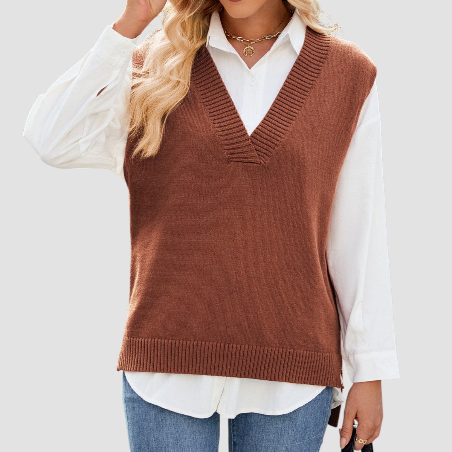 Valeria™ | Fitted V-Neck Knit Vest