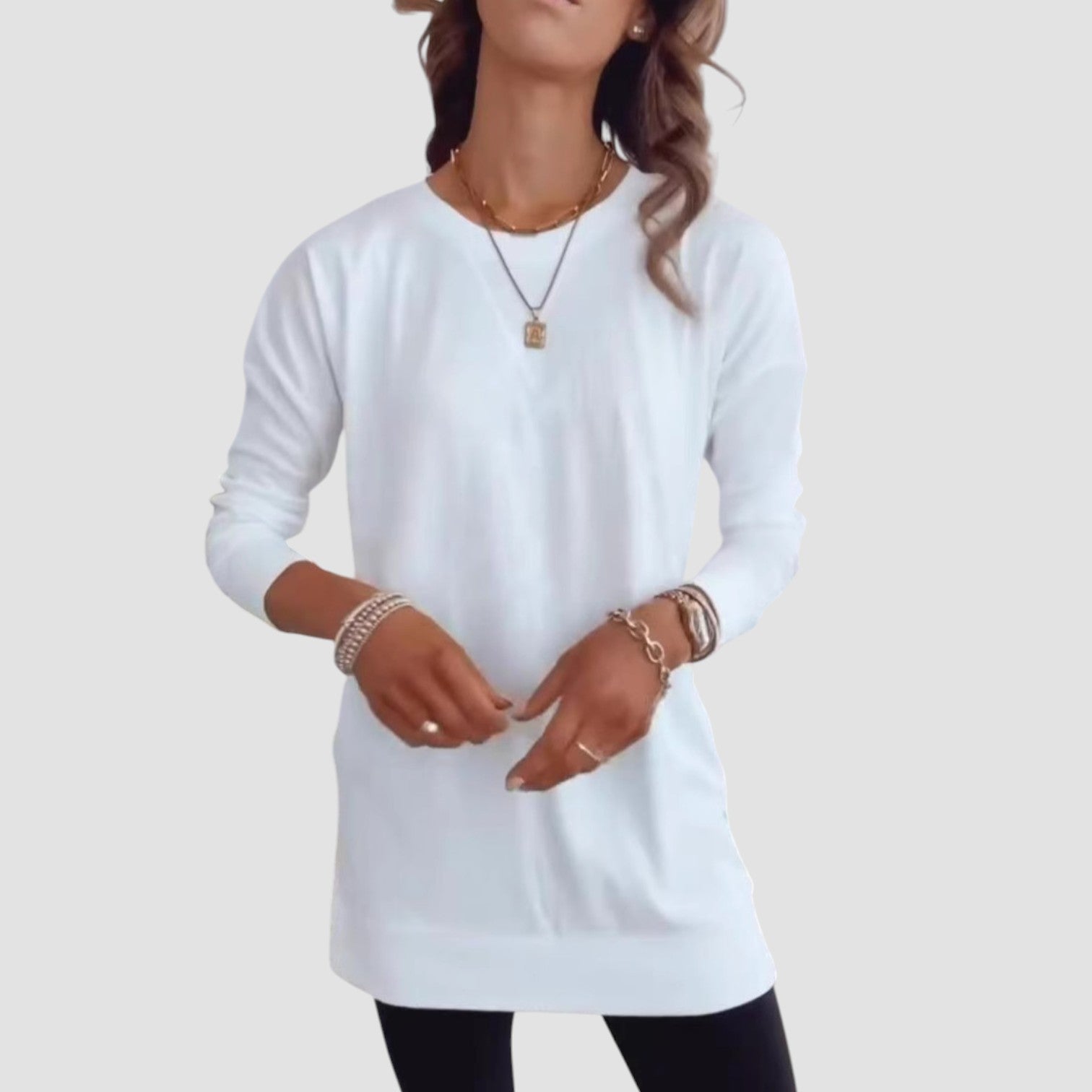 Elara™ | Classic Long-Sleeve Crewneck Tee