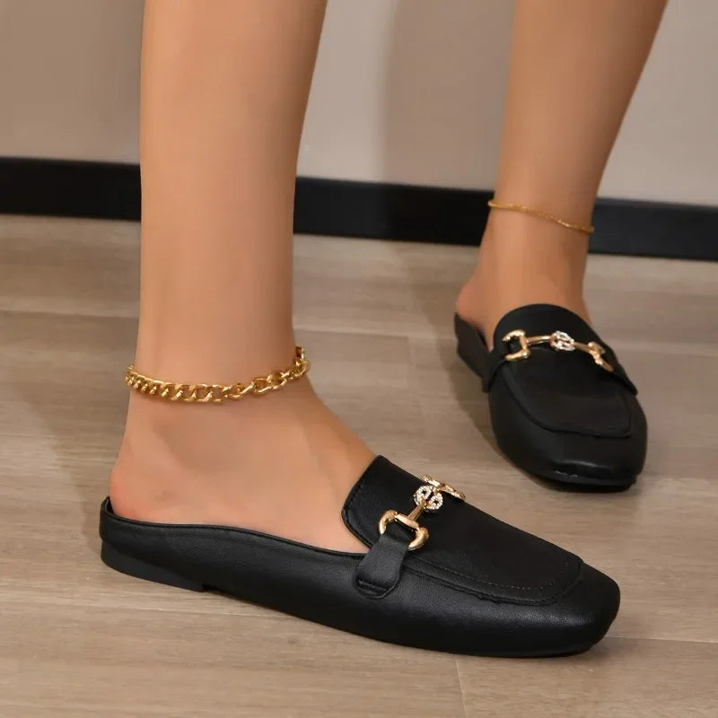 CELINE | ELEGANT CLOSED TOE SLIP ON SANDALS