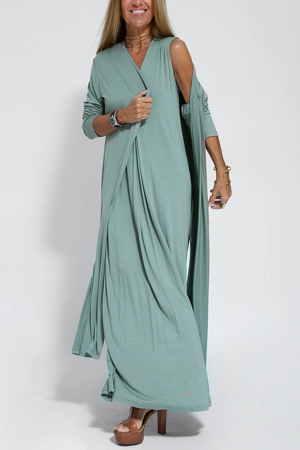 Marcella™ | Elegant Long Dress + FREE Cardigan