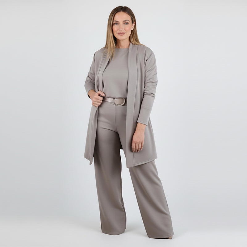 Maris | Elegant 3-Piece Set – Long Cardigan, Top & Pants
