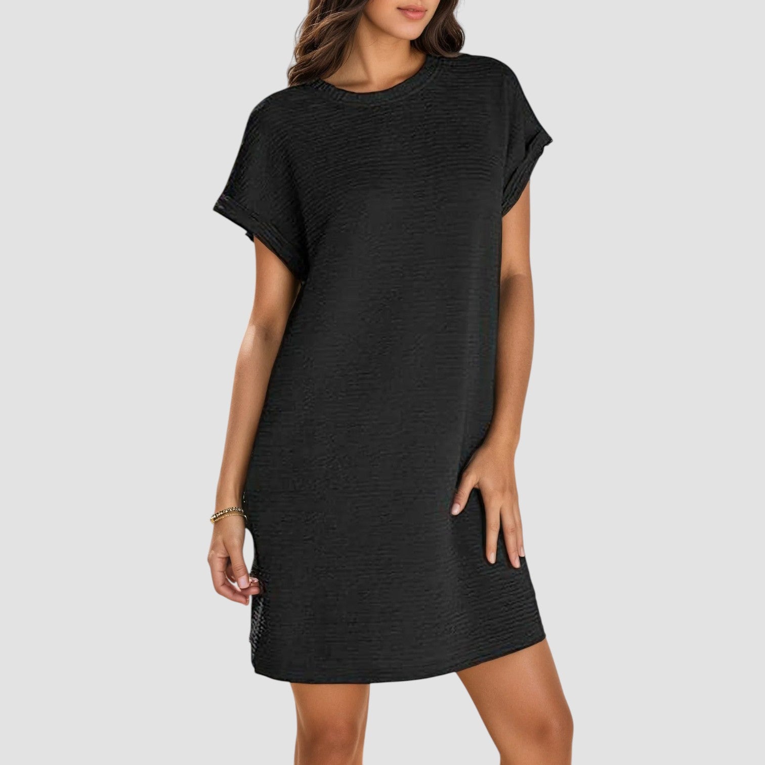 Whitney™ | Casual Roll-Sleeve Pocket Dress