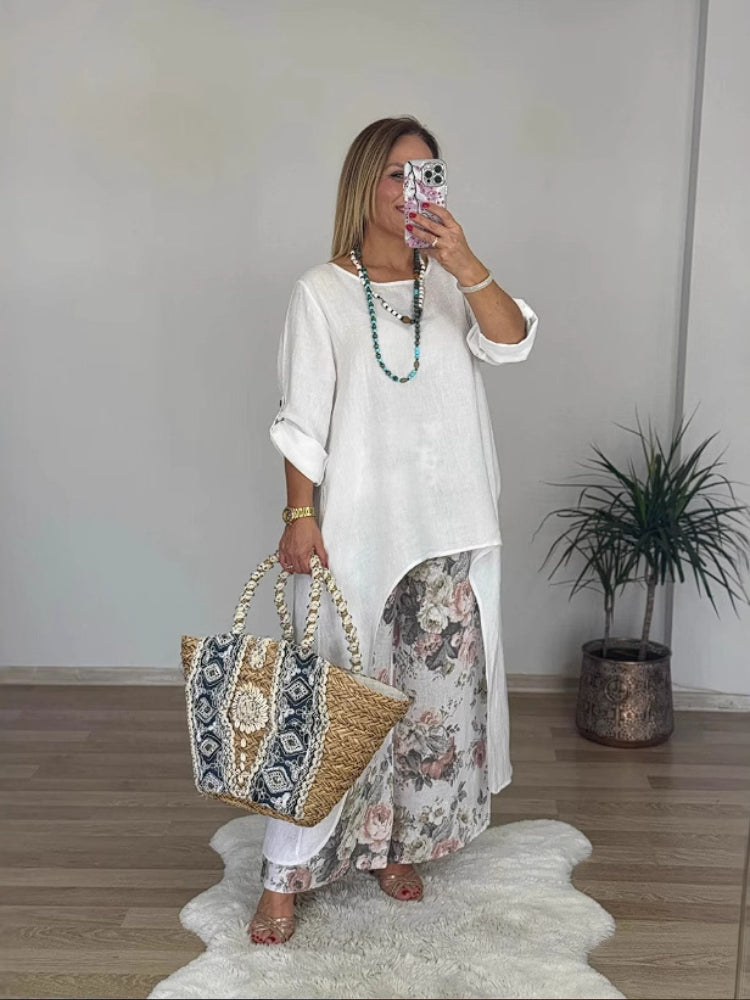 Chara™ | Long-Sleeved Top and Printed Pants Set