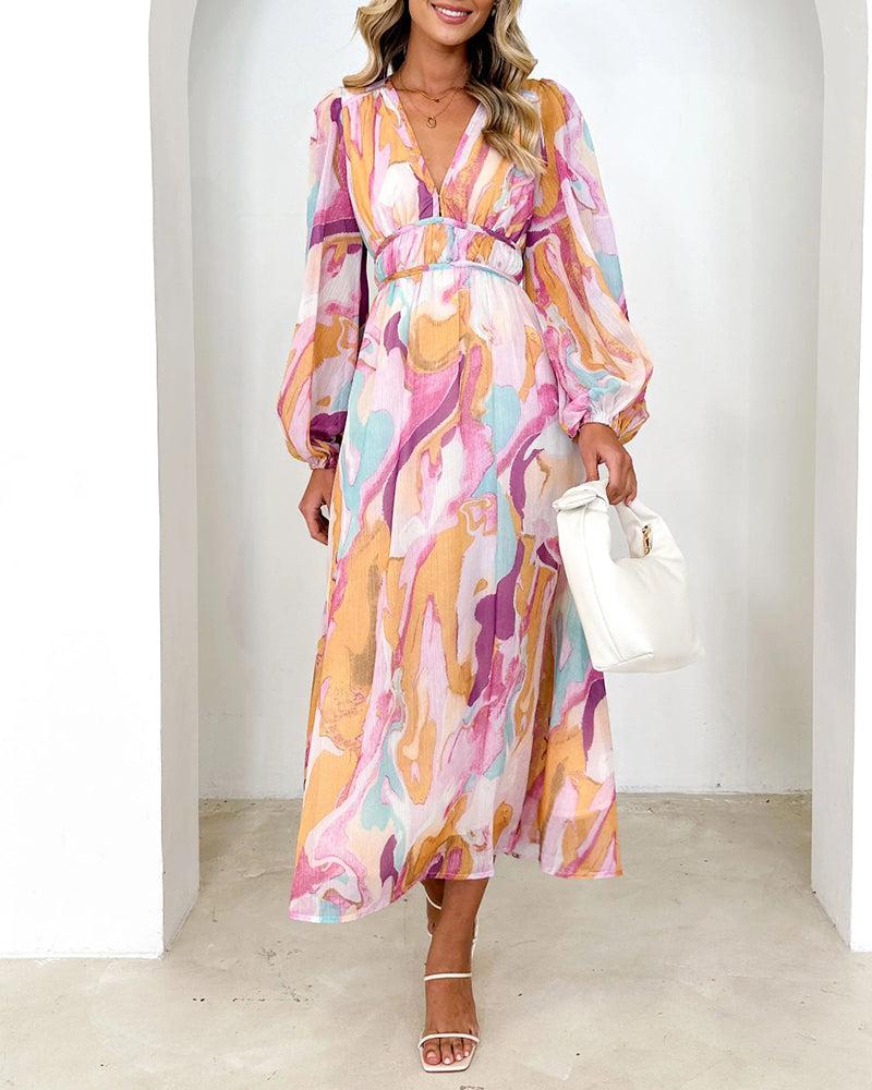 Ameliora™ | Chic Multicolour Maxi Dress