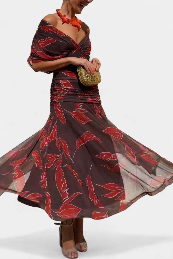 Elodie | Long Floral Dress with V-Neck