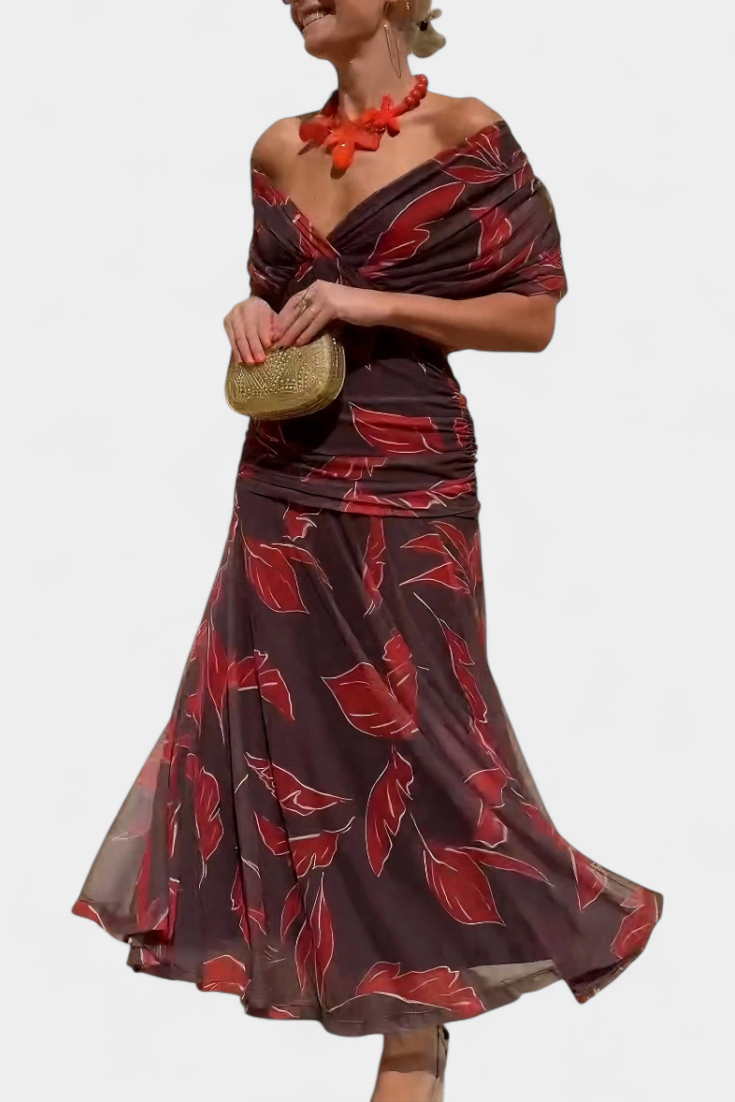Elodie | Long Floral Dress with V-Neck