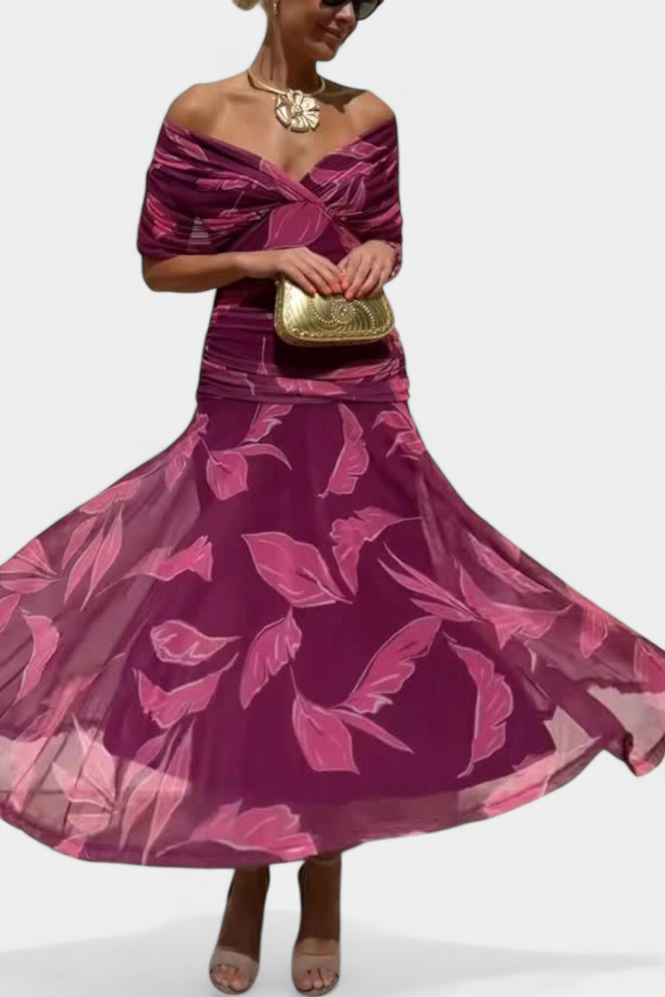Elodie | Long Floral Dress with V-Neck