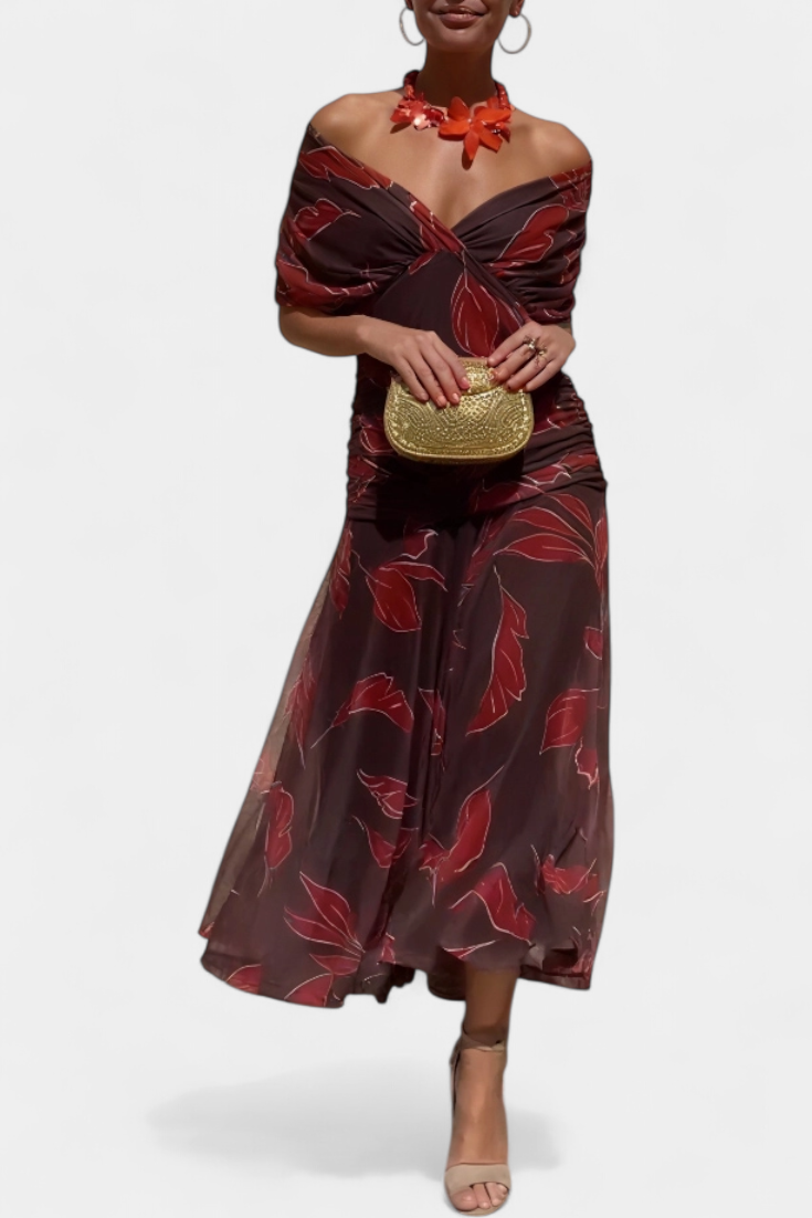 Elodie | Long Floral Dress with V-Neck