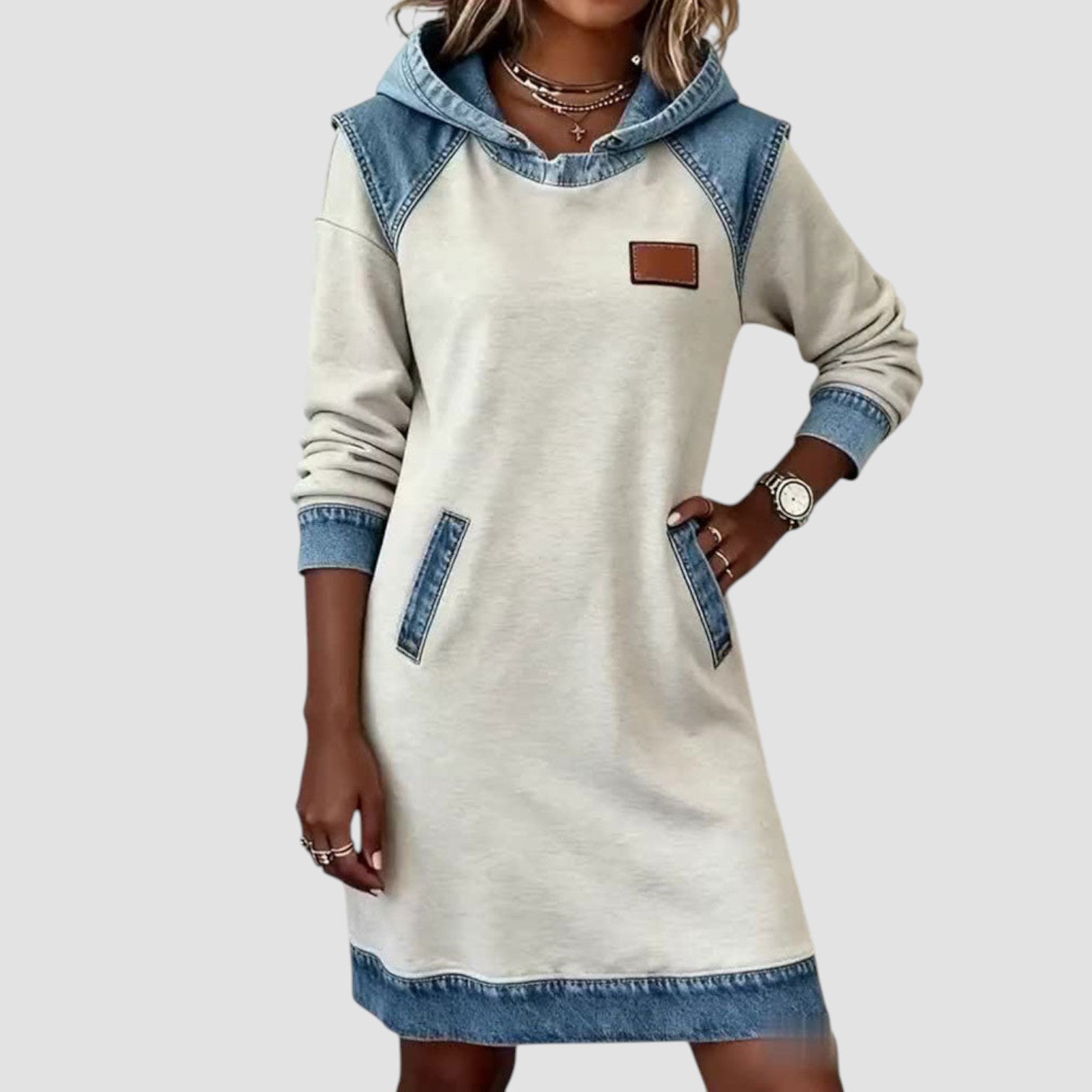 Evelyne | Hoodie Dress with Contrast Panels