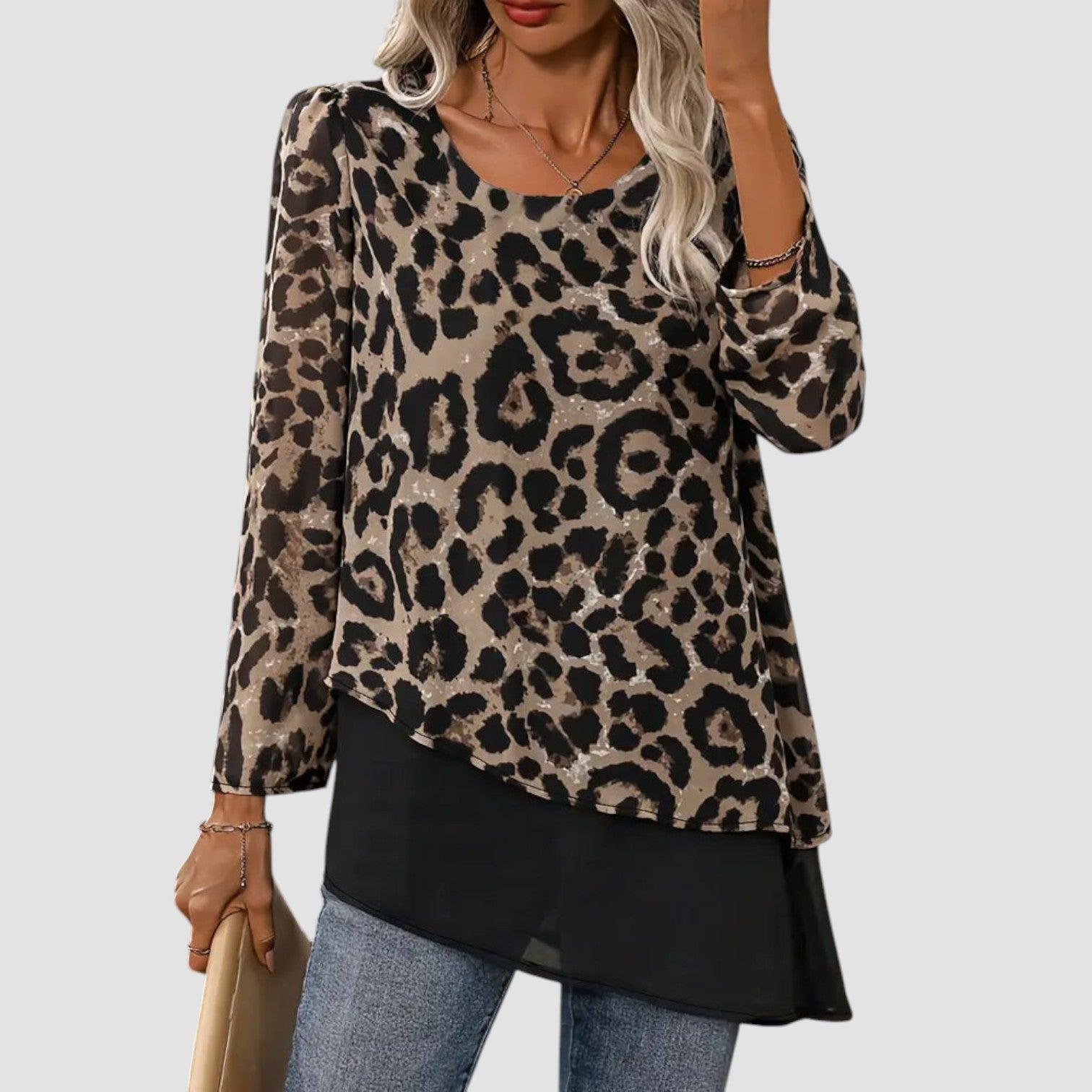 Brielle | Leopard Patchwork Blouse