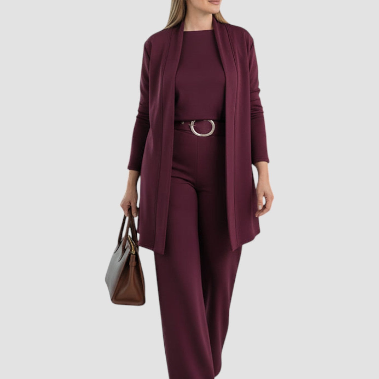 Maris | Elegant 3-Piece Set – Long Cardigan, Top & Pants